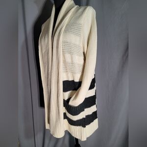 Daisy Fuentes Black and Cream Striped Cardigan